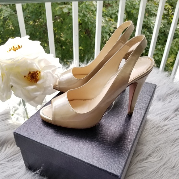 Prada Shoes - Gorgeous Prada Champagne Peep Toe Heels